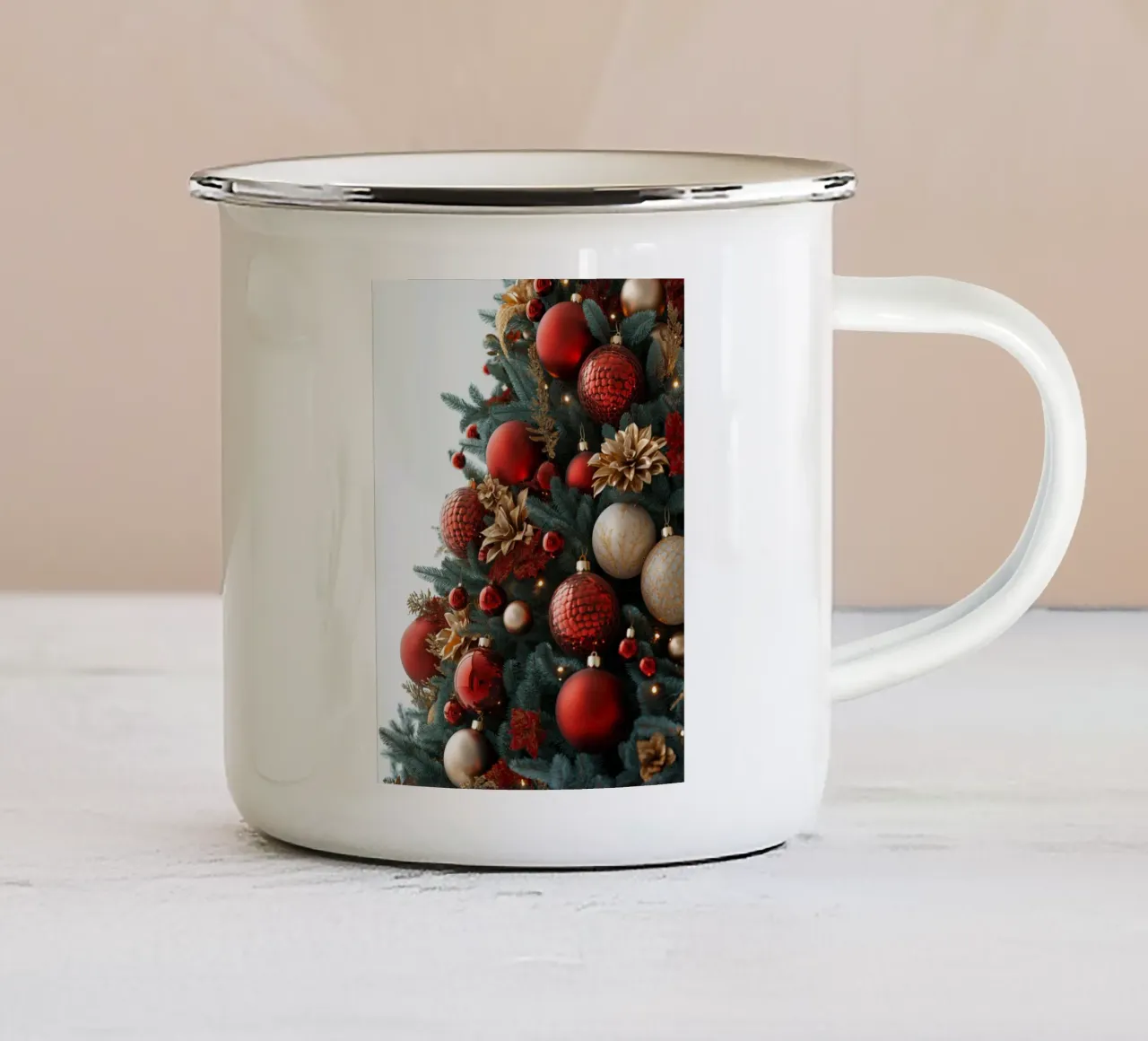 Christmas tree with red balls enamel mug by Imagine