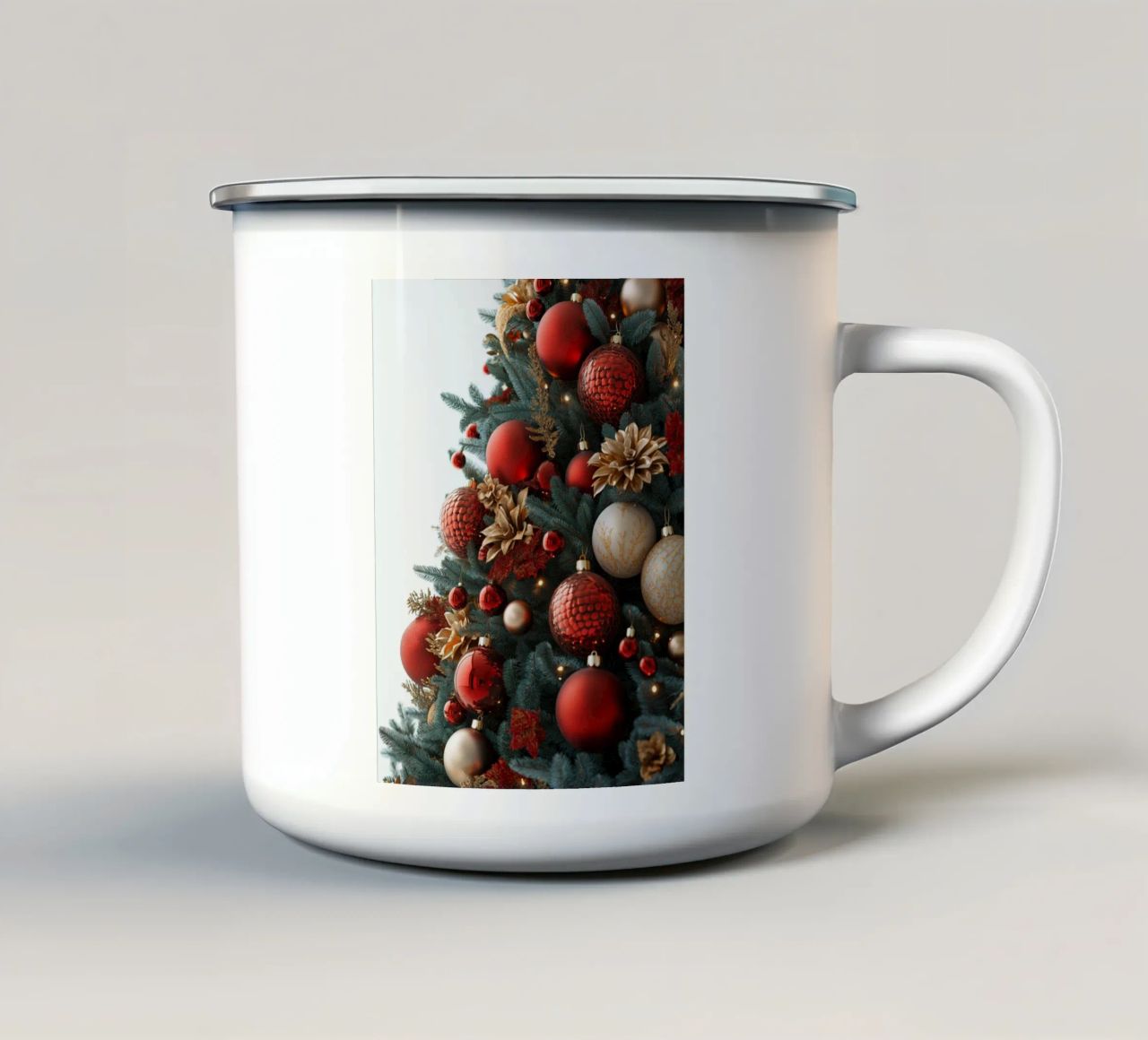 Albero di Natale con palline rosse tazza in smalto da Imagine