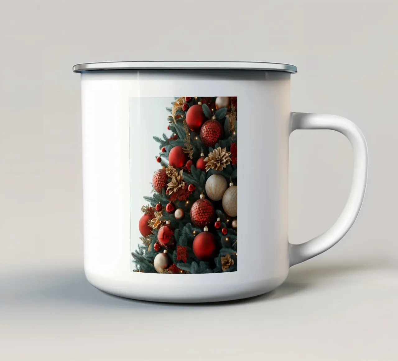 Albero di Natale con palline rosse tazza in smalto da Imagine