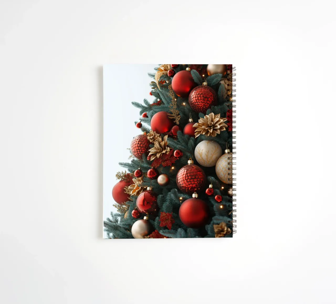 Christmas tree with red balls spiral notebook by Imagine