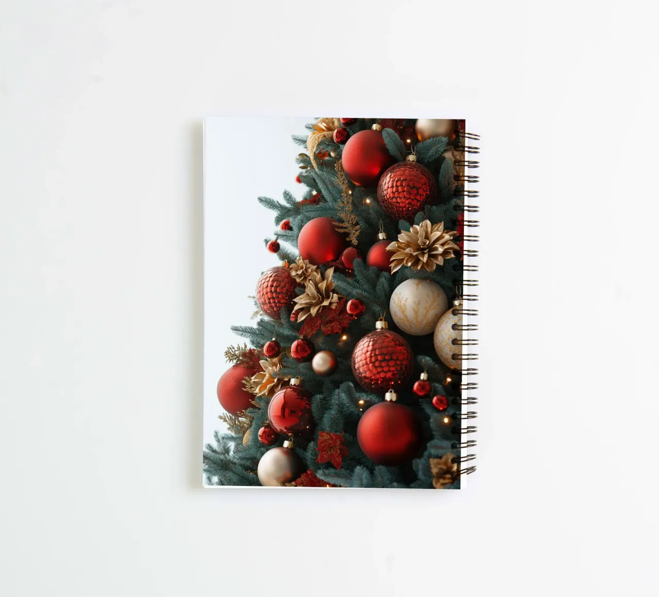 Christmas tree with red balls spiral notebook by Imagine