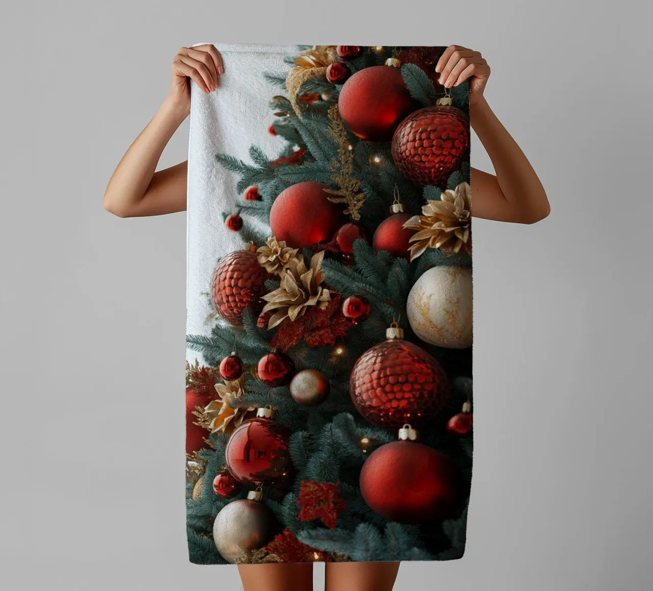 Christmas tree with red balls towel by Imagine