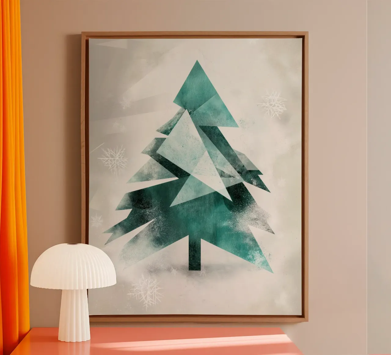 Kerstboom abstract canvas met Baklijst van Imagine