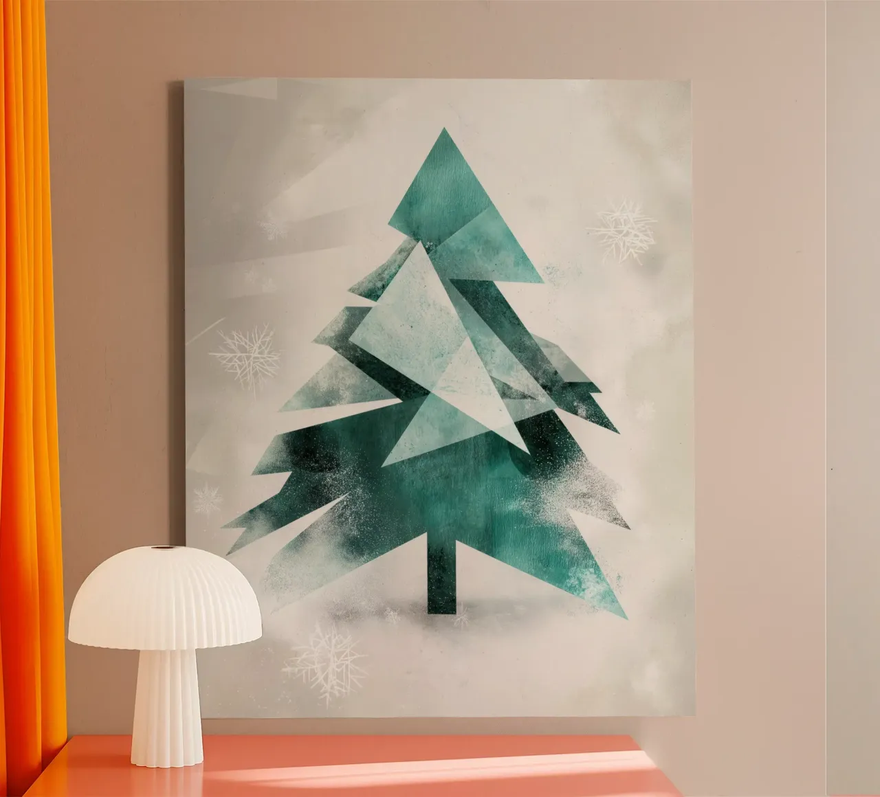 Kerstboom abstract canvas met Baklijst van Imagine