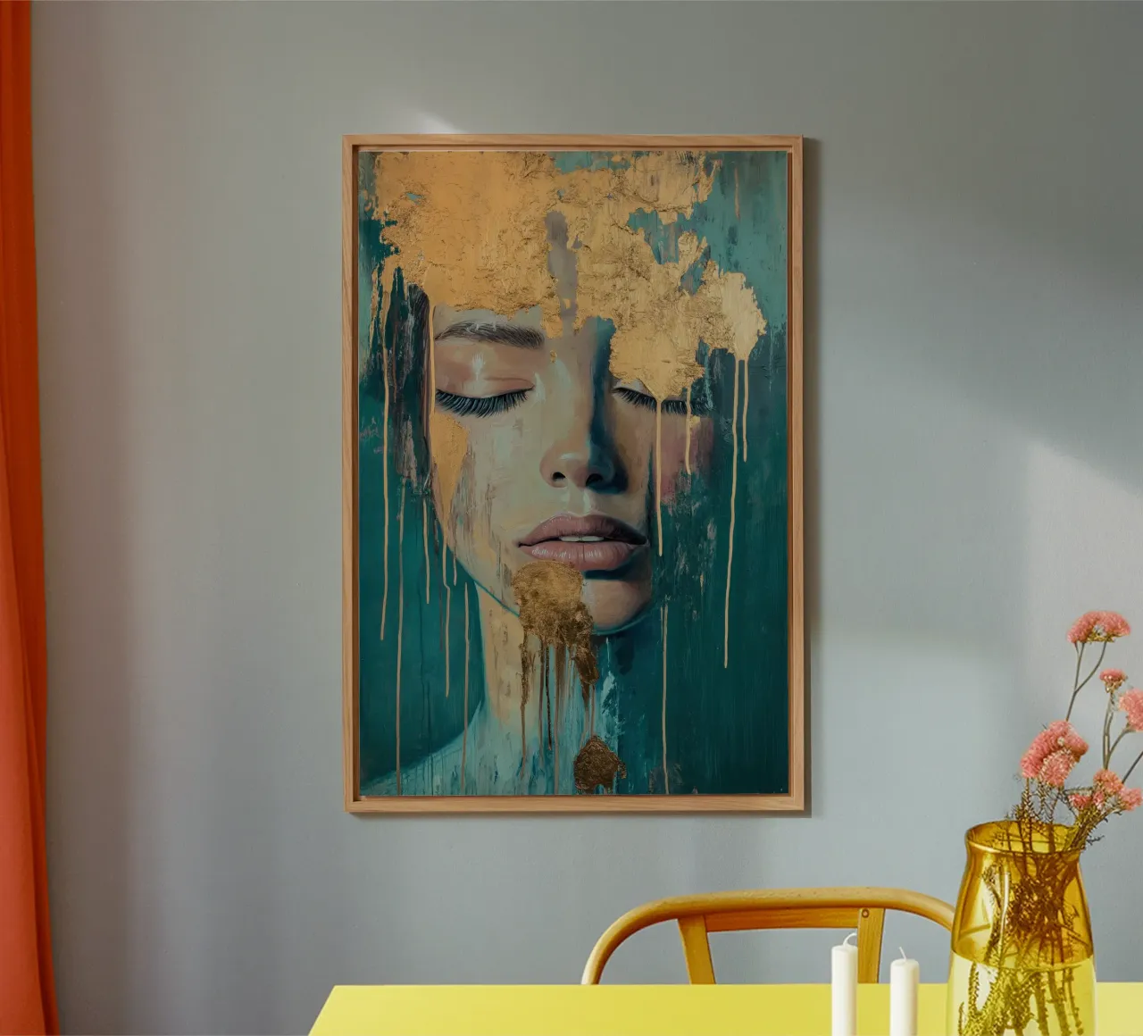 Ritratto femminile con oro alluminio dibond da Imagine