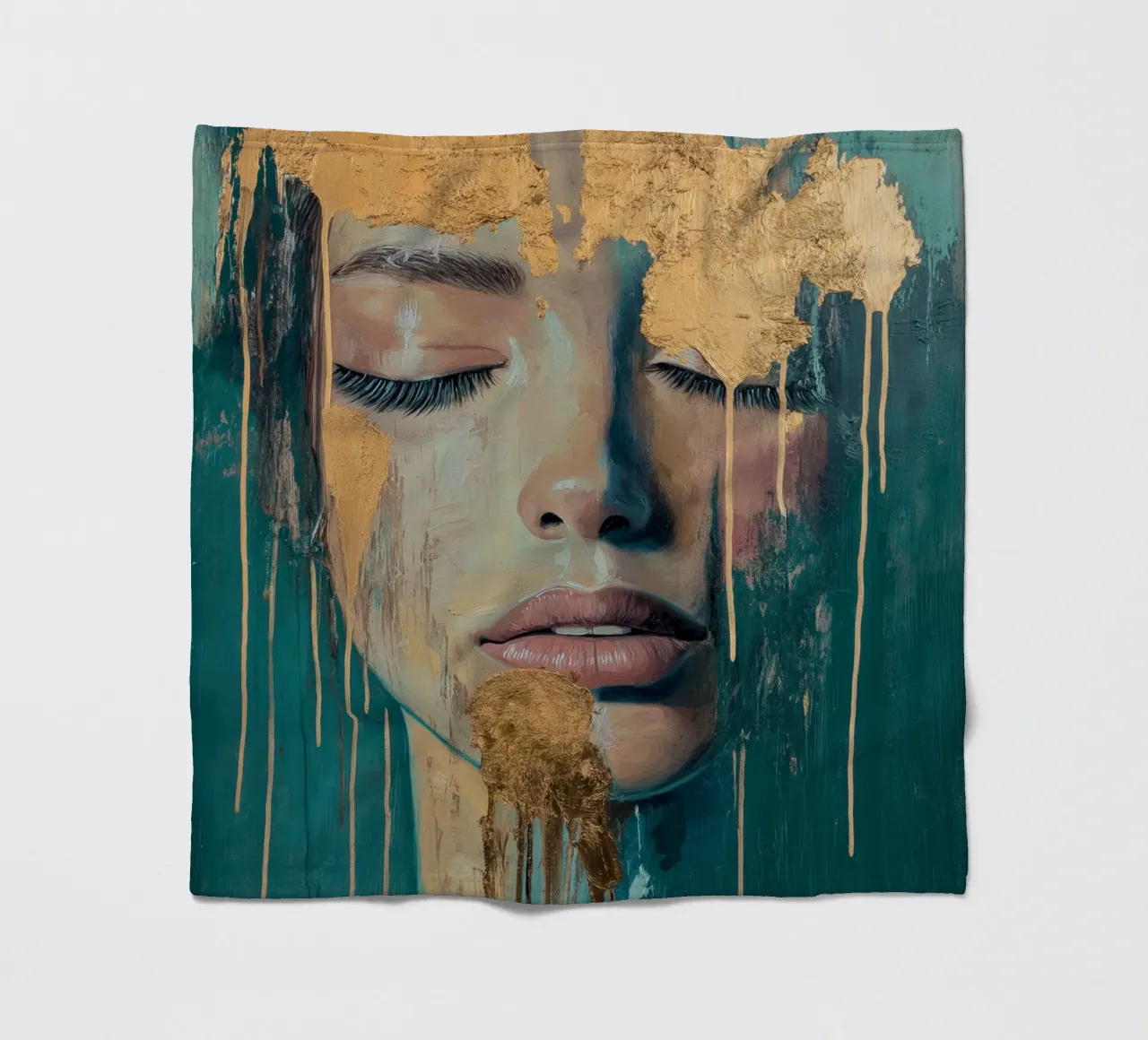 Ritratto femminile con oro coperta in pile da Imagine