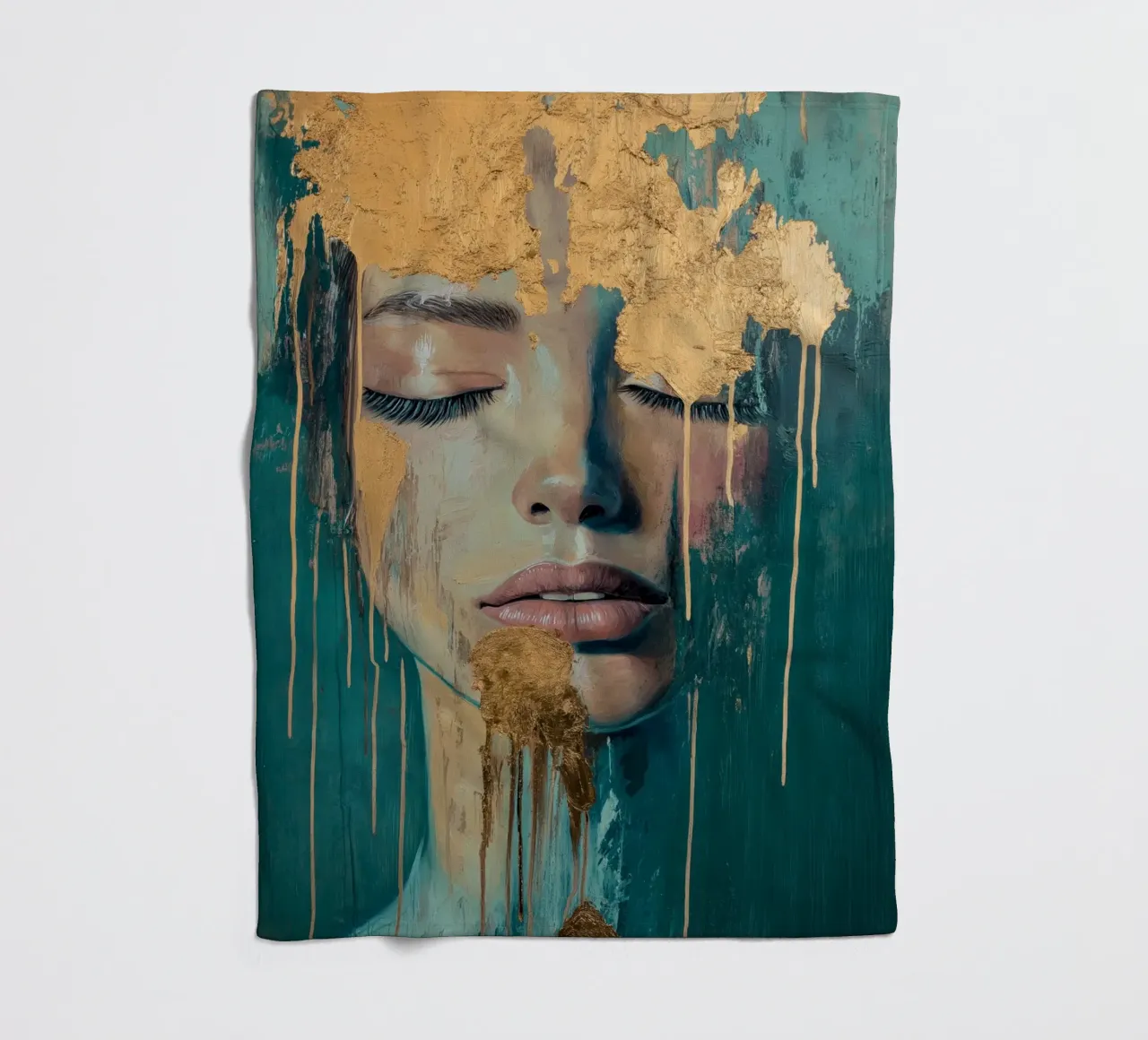 Ritratto femminile con oro coperta in pile da Imagine