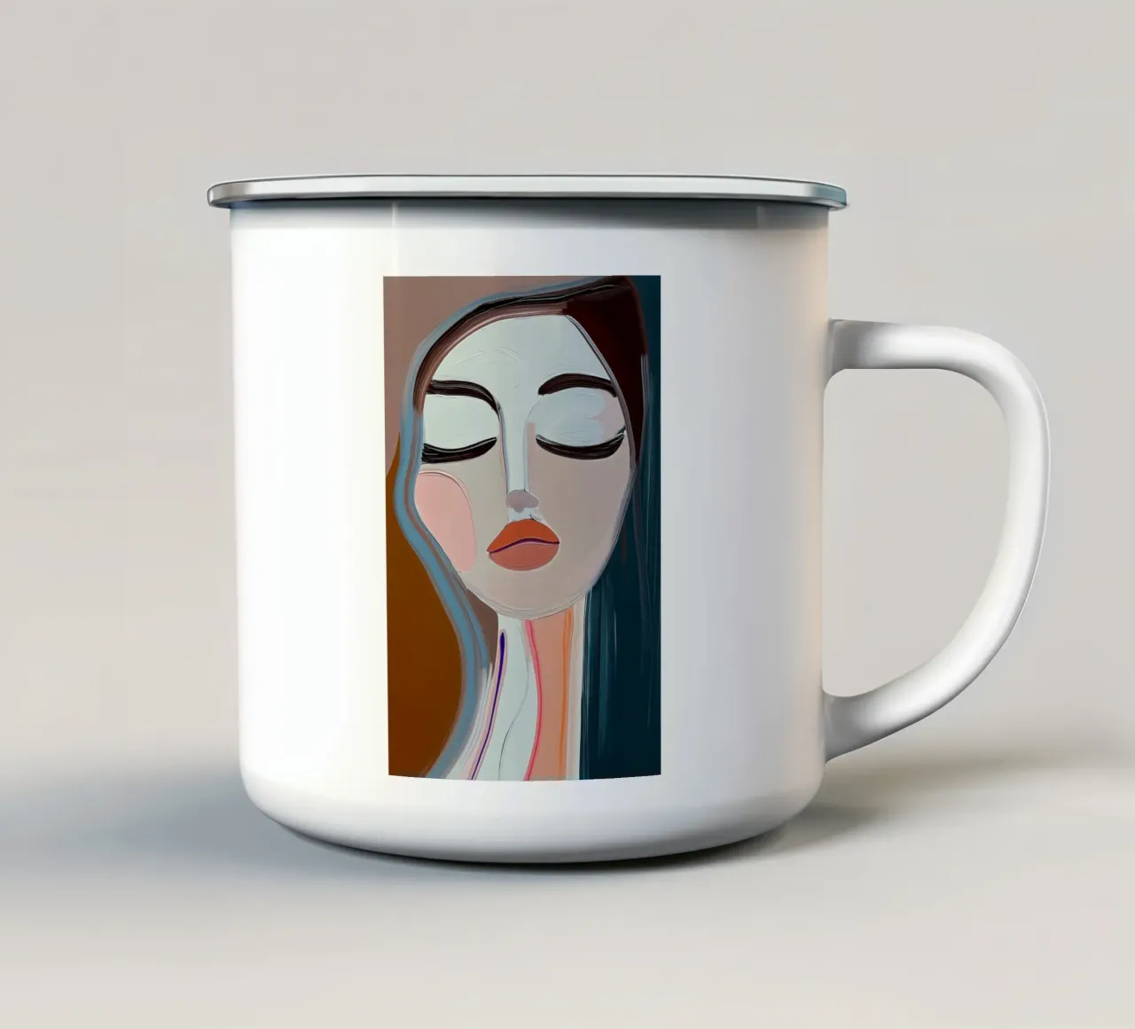 Ritratto femminile astratto tazza in smalto da Imagine