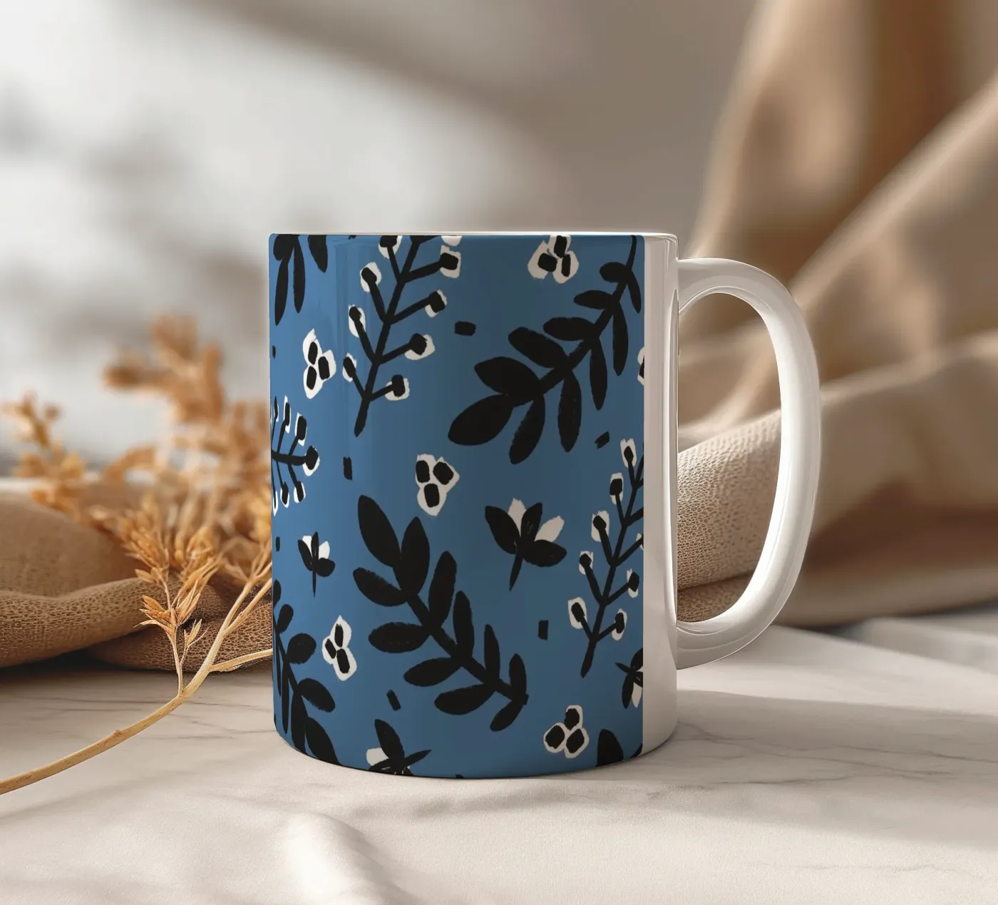 Blue Pattern ceramic mug by treechild