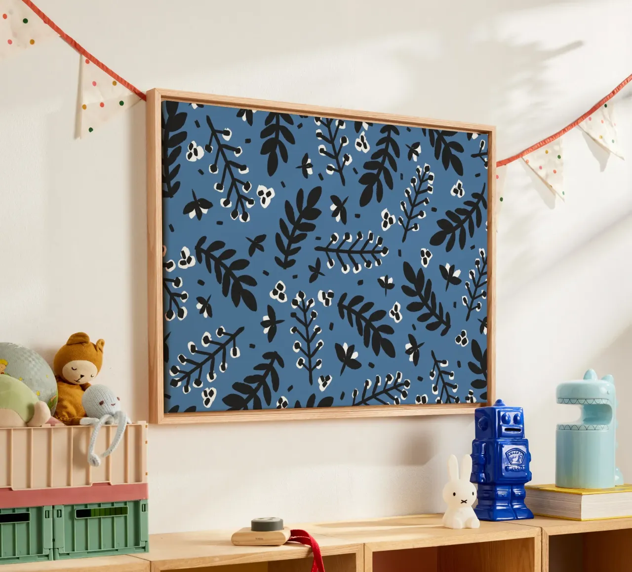 Blue Pattern tela con Cornice a cassetta da treechild