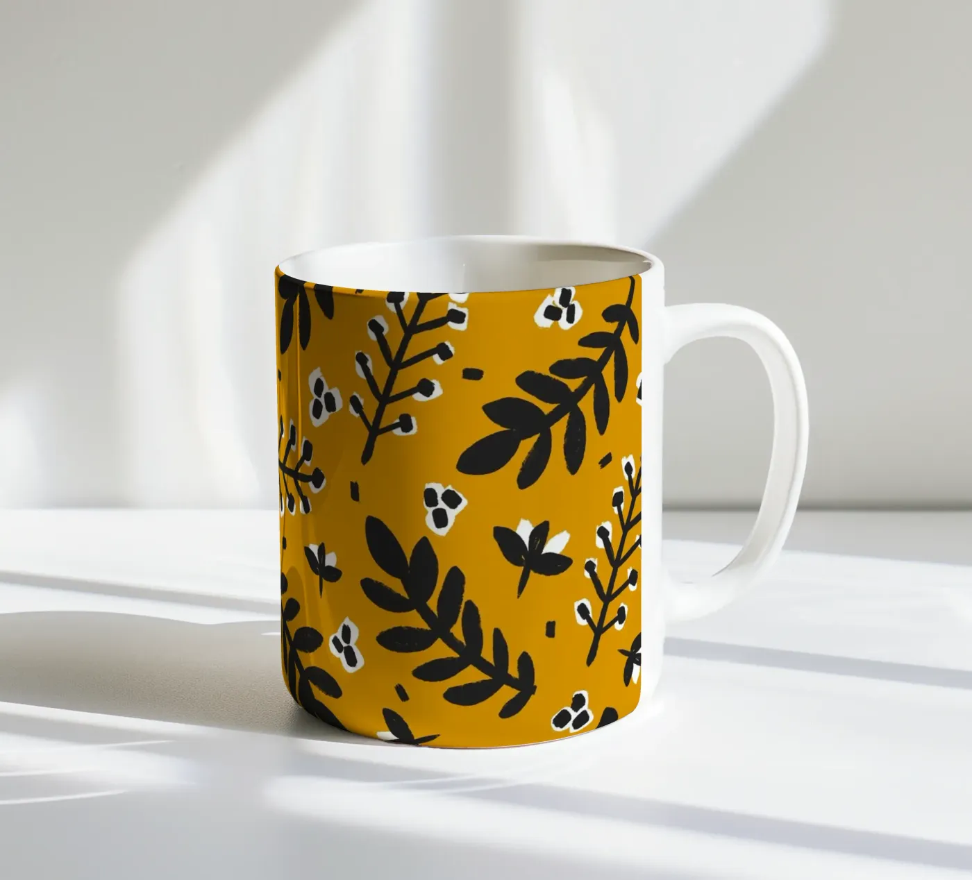 Yellow Pattern ceramic mug by treechild