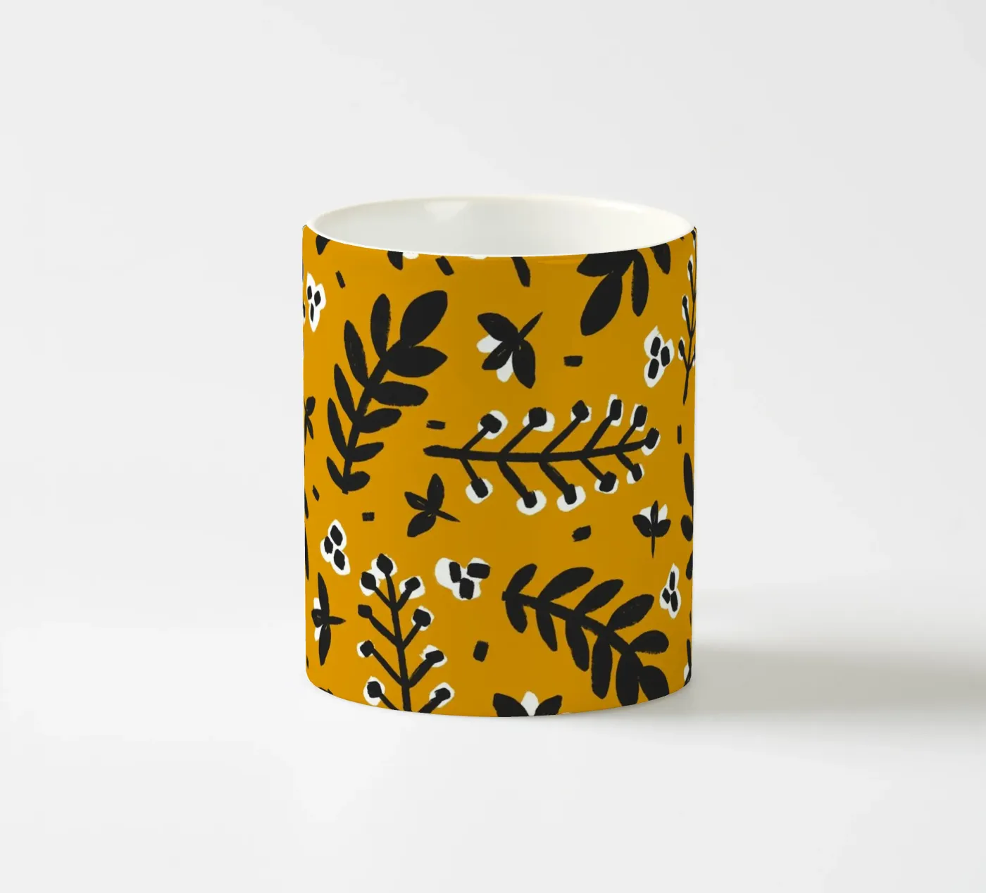 Yellow Pattern ceramic mug by treechild