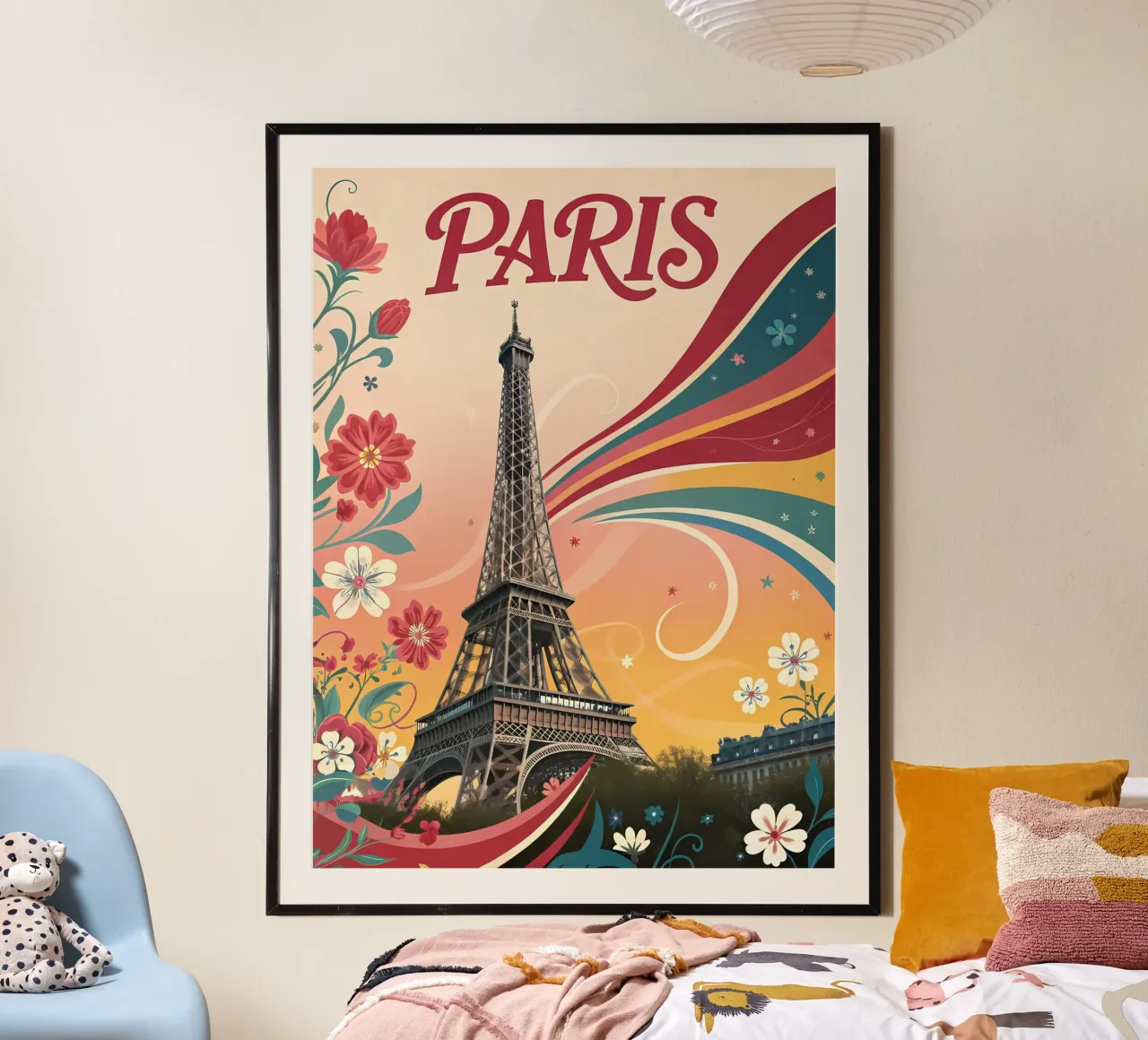Arte floreale d'epoca della Torre Eiffel di Parigi carta hahnemühle da Jester Krew Art