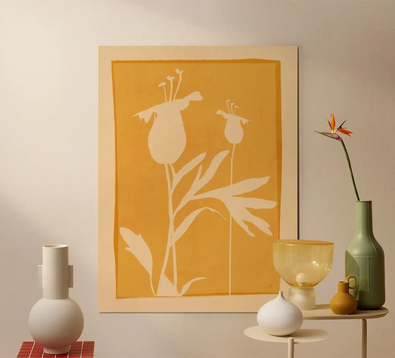 Abstracte kunst Minimal Plant 121 poster met kunststof frame van ThingDesign