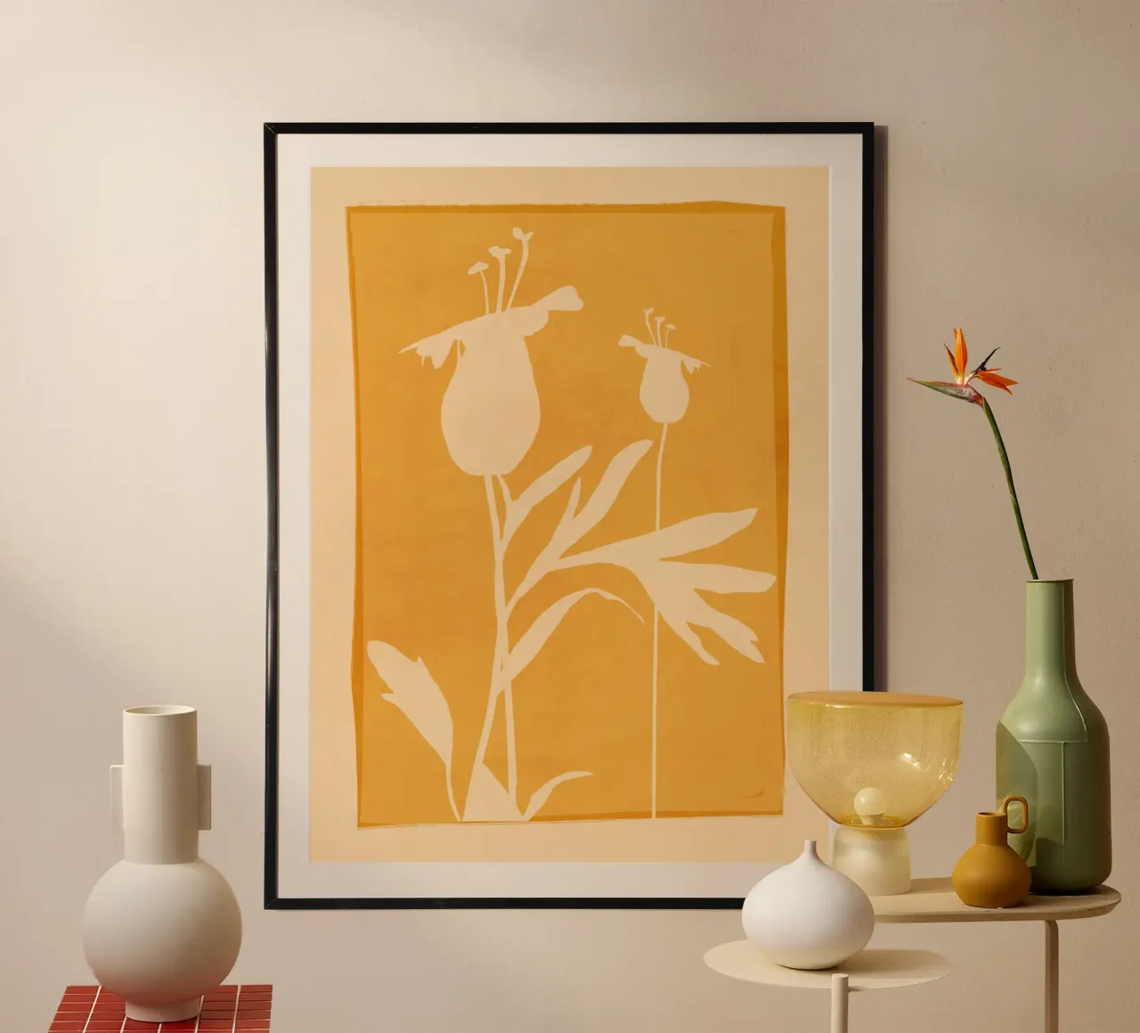 Abstracte kunst Minimal Plant 121 poster met kunststof frame van ThingDesign