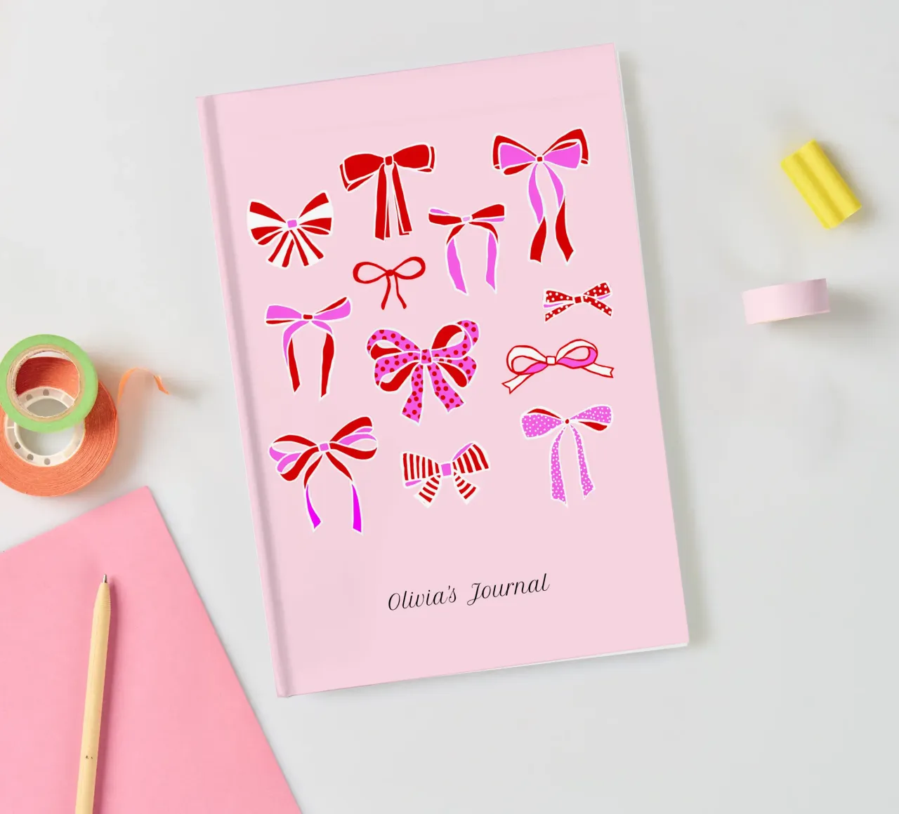 Festive Ribbons and Bows Collection in Red and Pink notebook by Dominique Vari