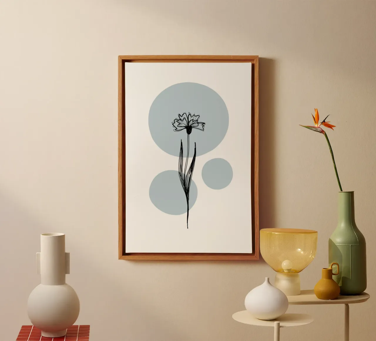 Alina Buffiere - Delicate Botanicals - Kornblume canvas met Baklijst van The Artcircle