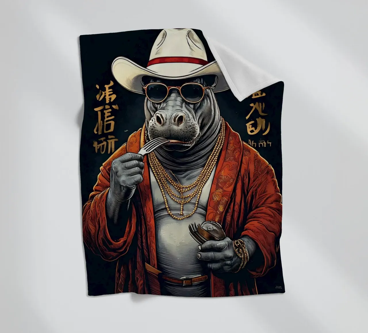 Hippo cowboy coperta in pile da tylerstudio