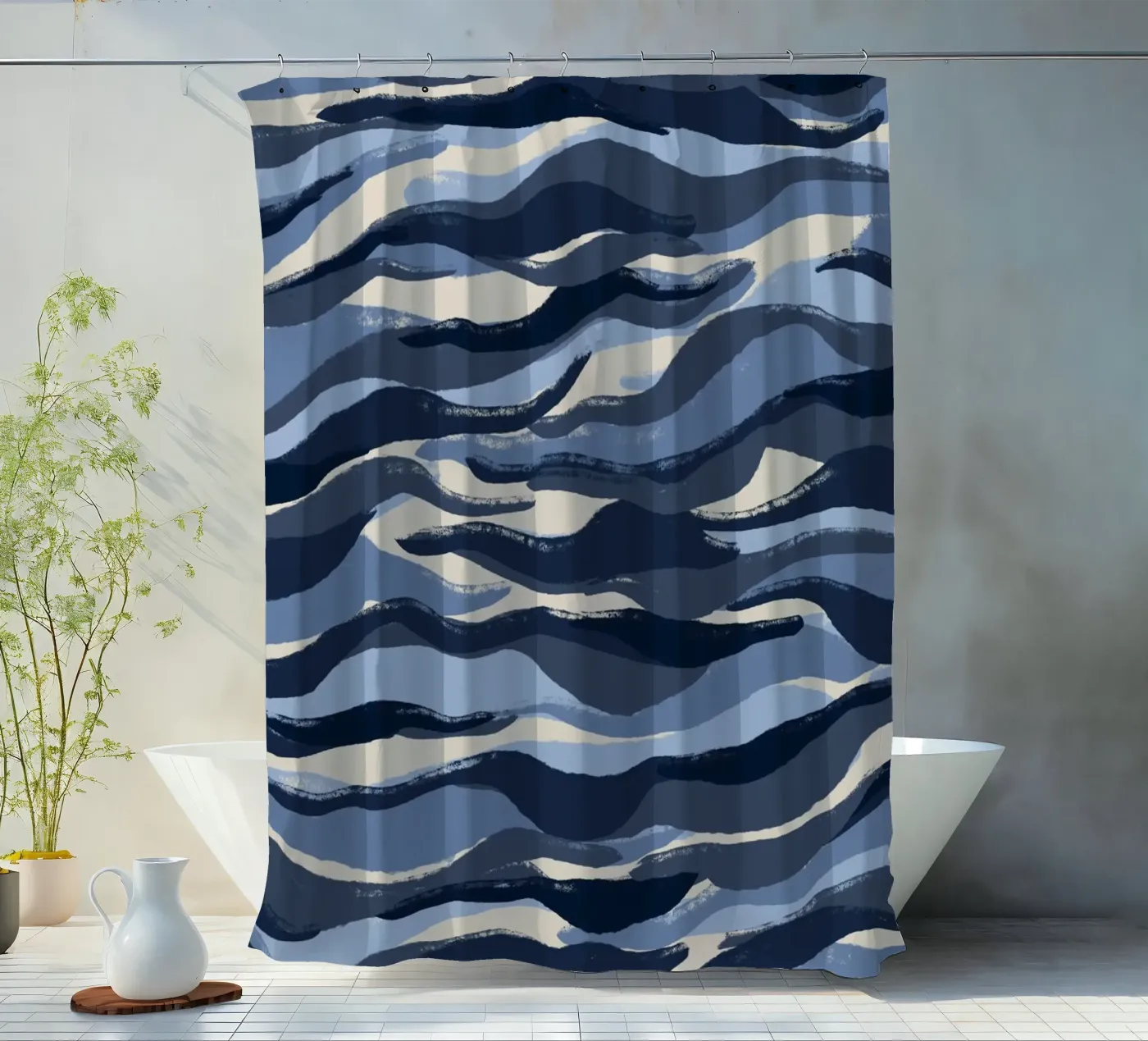 Blue Waves Pattern douchegordijn van treechild