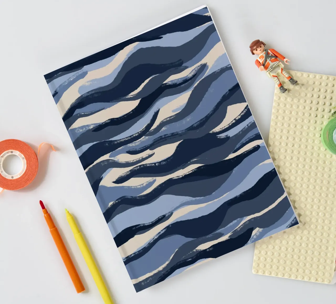 Blue Waves Pattern notebook by treechild
