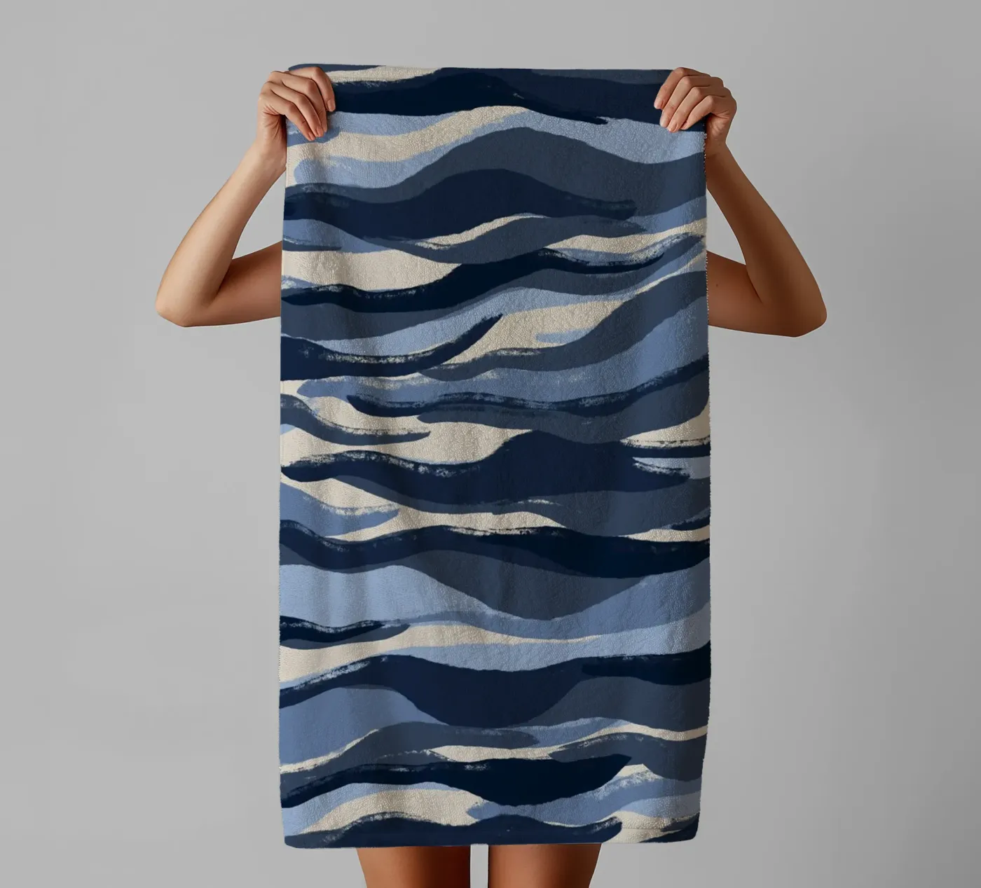 Blue Waves Pattern badhanddoek van treechild
