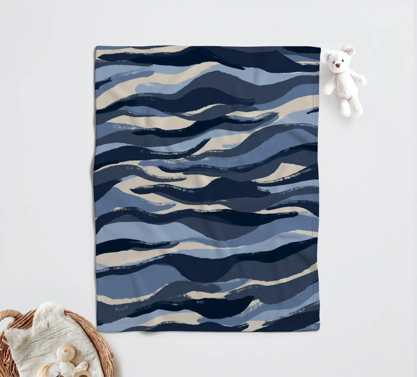 Blue Waves Pattern fleece blanket by treechild