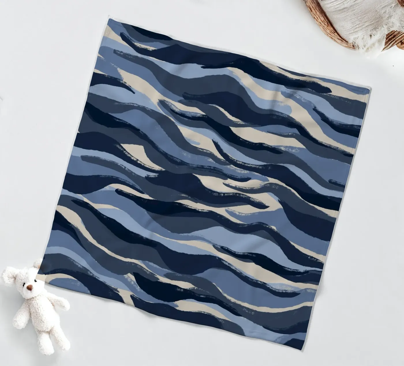 Blue Waves Pattern fleece blanket by treechild