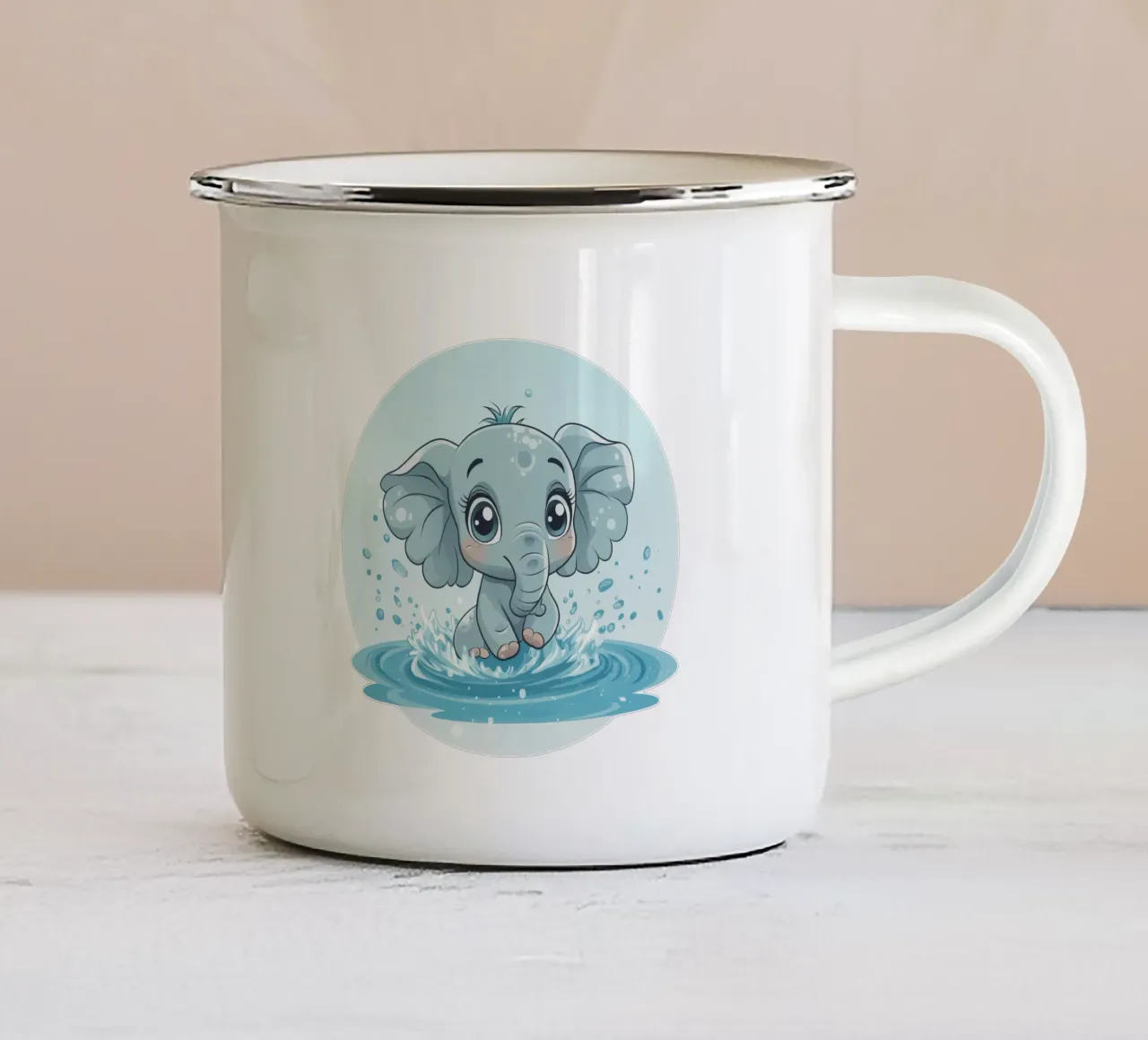 Elefante carino tazza in smalto da Motivate-Today