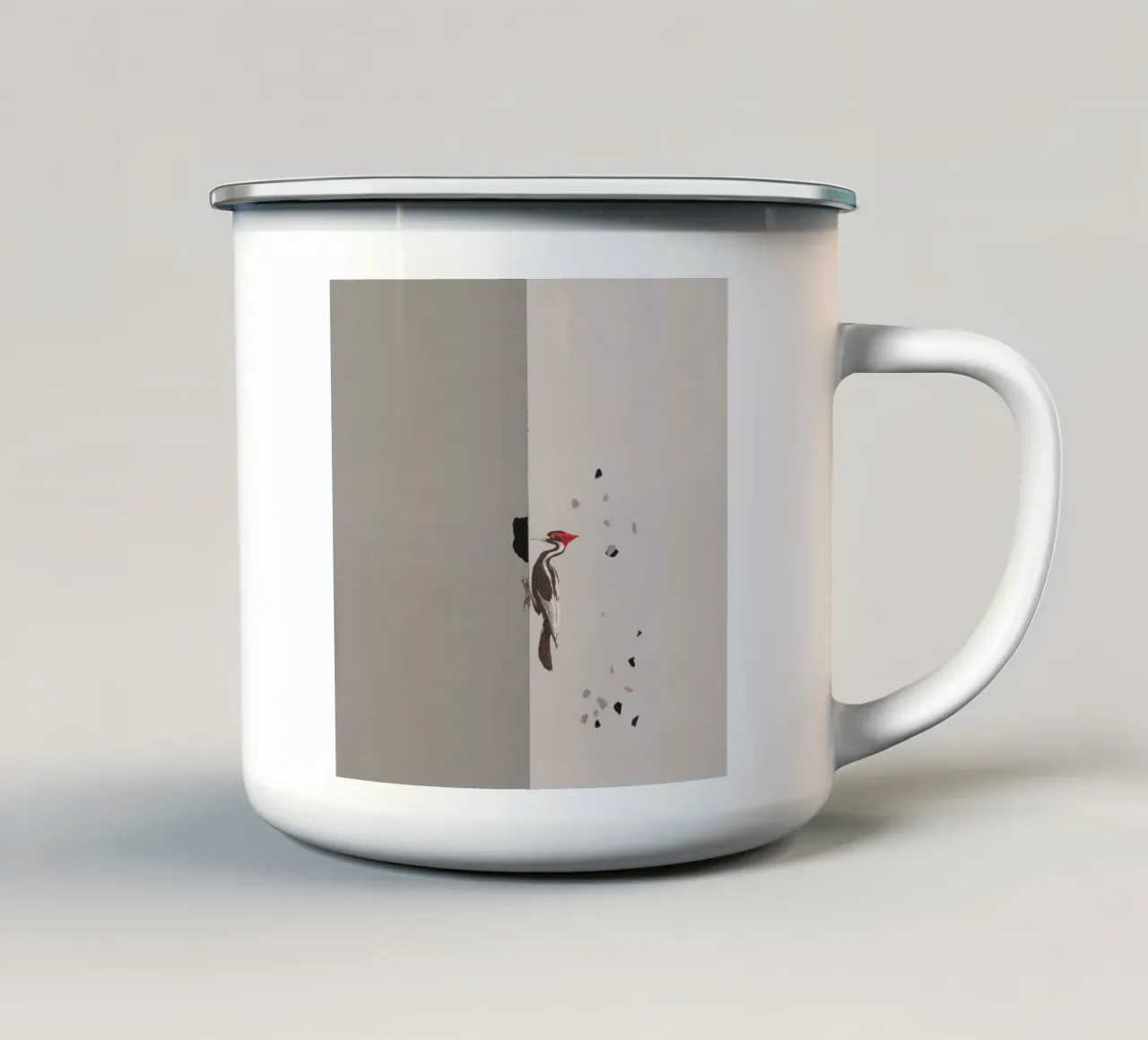 Woodpecker tazza in smalto da Carlos Quitério