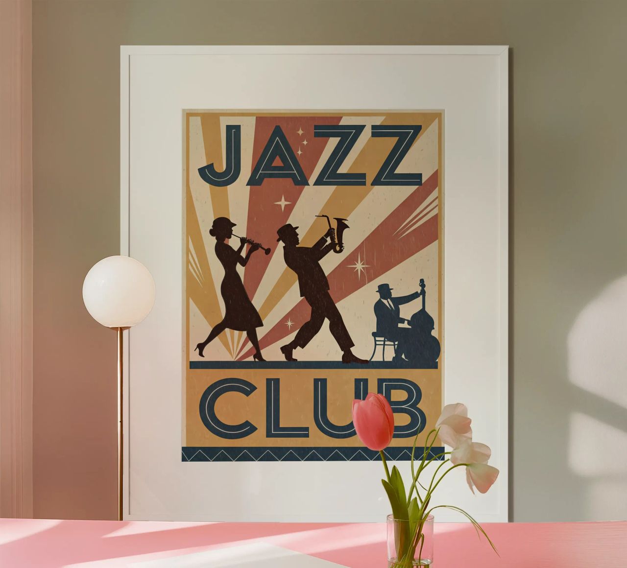 Jazz-Club im Stil der 1920er Jahre Silhouette Design Poster von Jester Krew Art