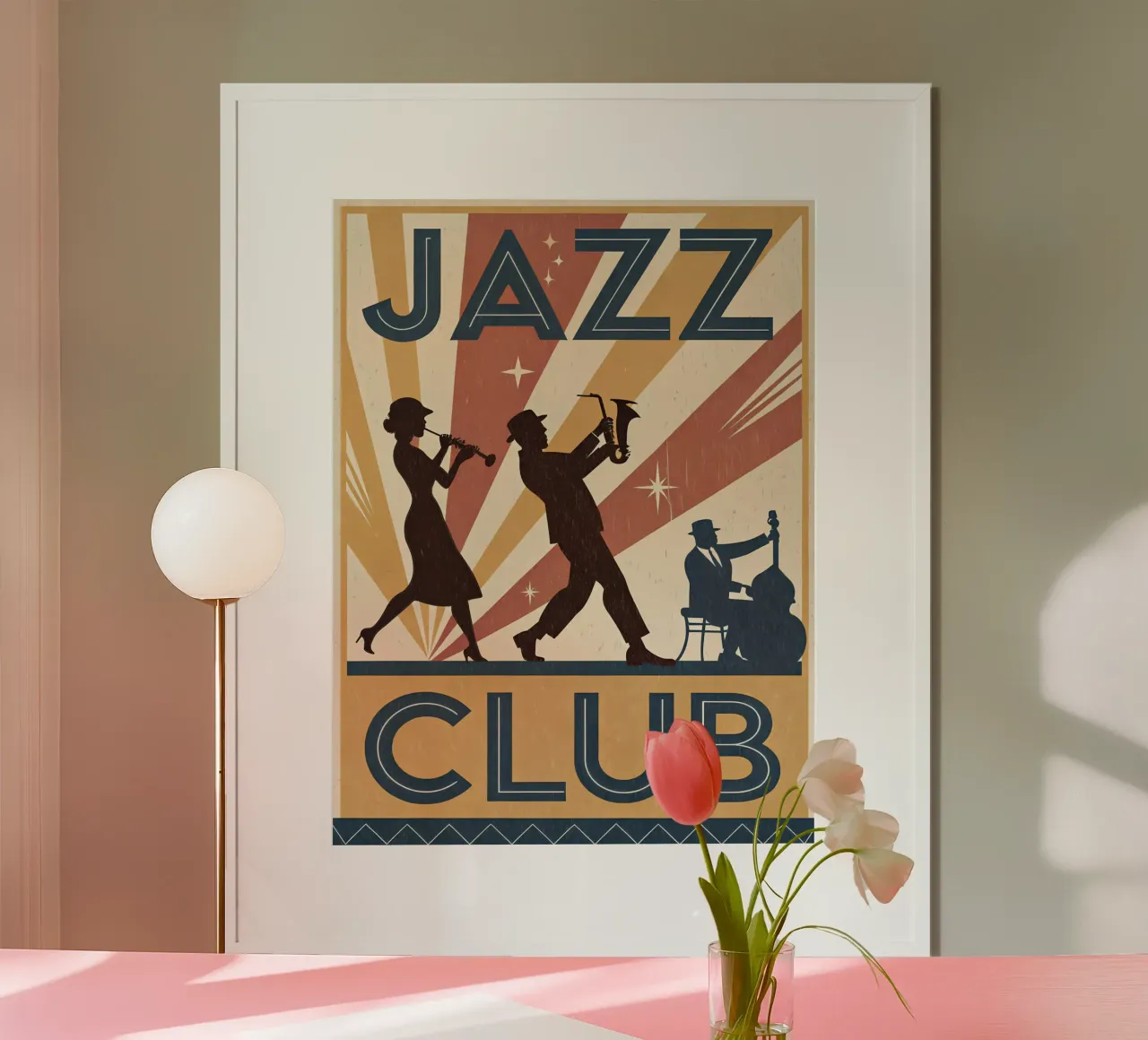 Silhouette di un jazz club in stile anni '20 poster da Jester Krew Art