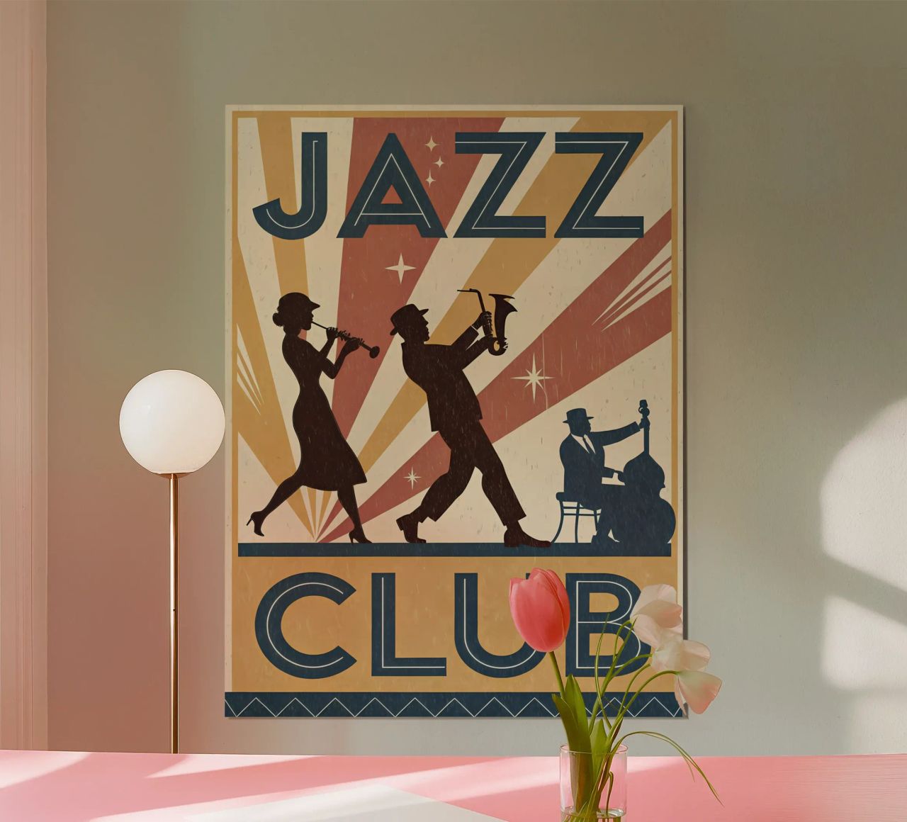 Jazz-Club im Stil der 1920er Jahre Silhouette Design Poster von Jester Krew Art