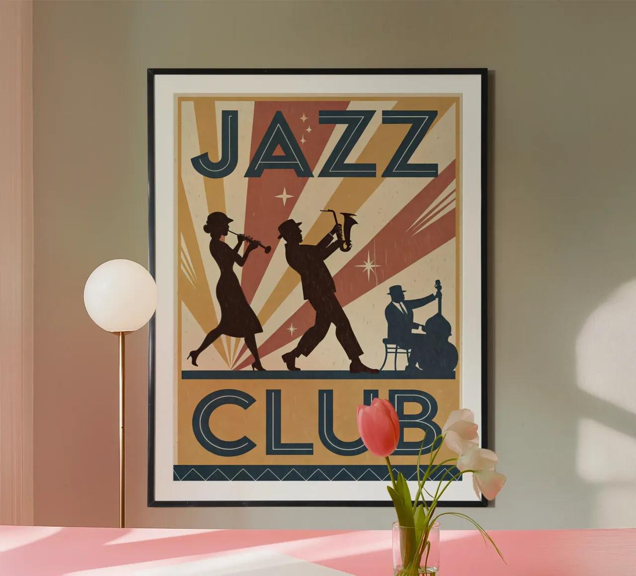 Silhouette di un jazz club in stile anni '20 poster da Jester Krew Art