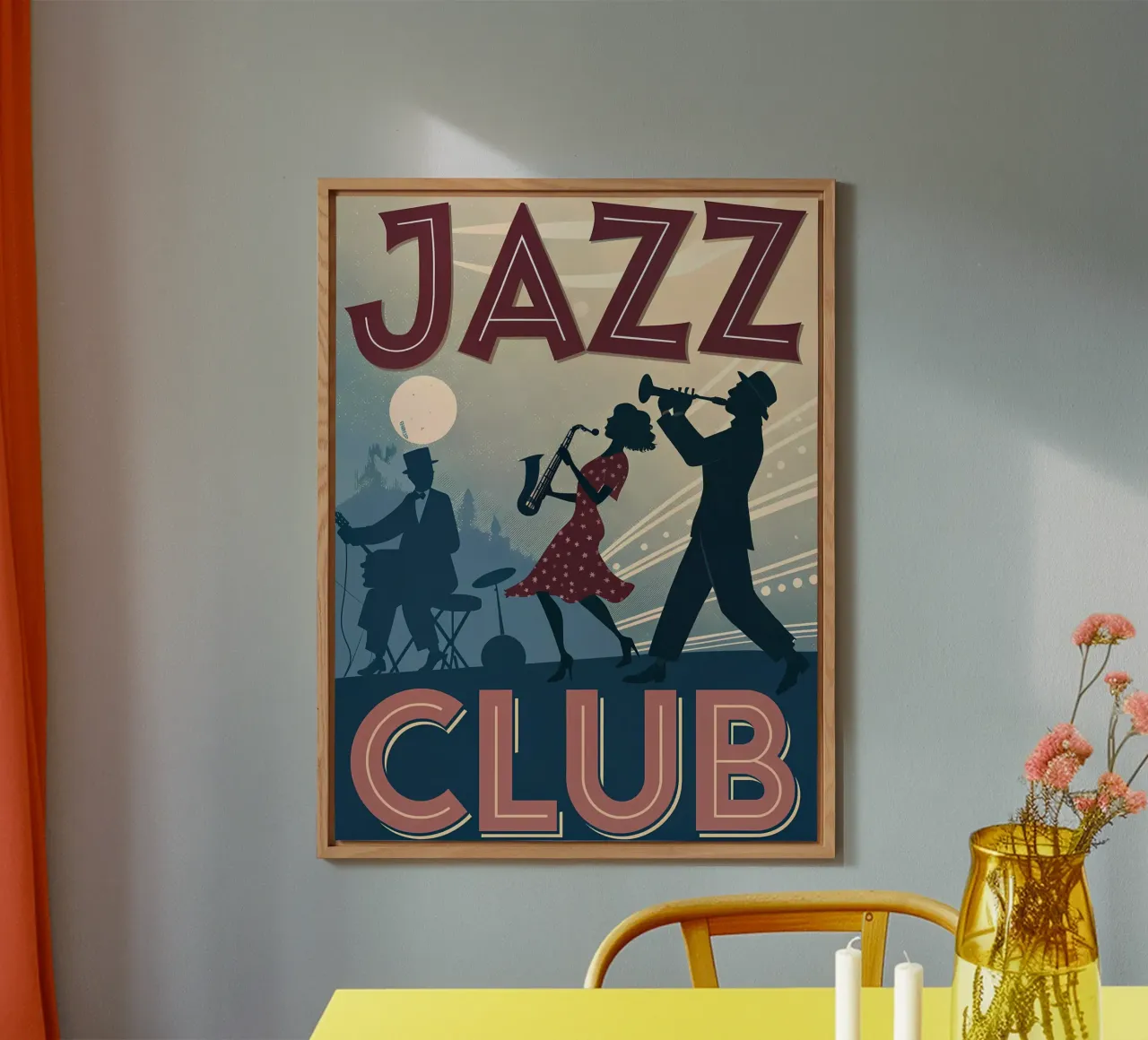 Scena musicale della notte del jazz d'epoca pannello forex da Jester Krew Art