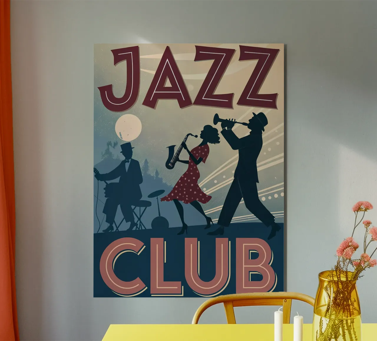 Scena musicale della notte del jazz d'epoca pannello forex da Jester Krew Art