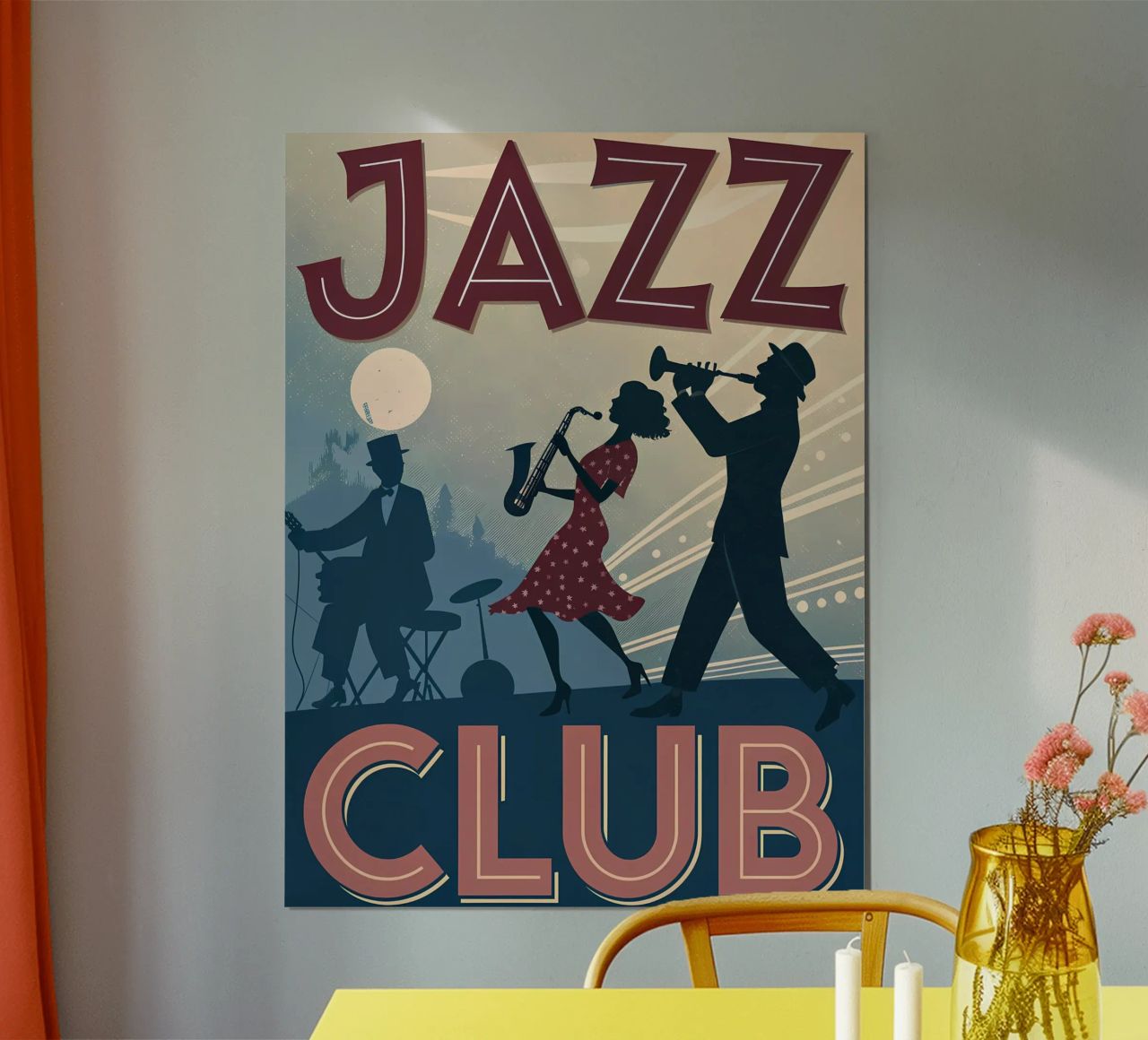 Scène musicale de la nuit du jazz vintage poster de Jester Krew Art