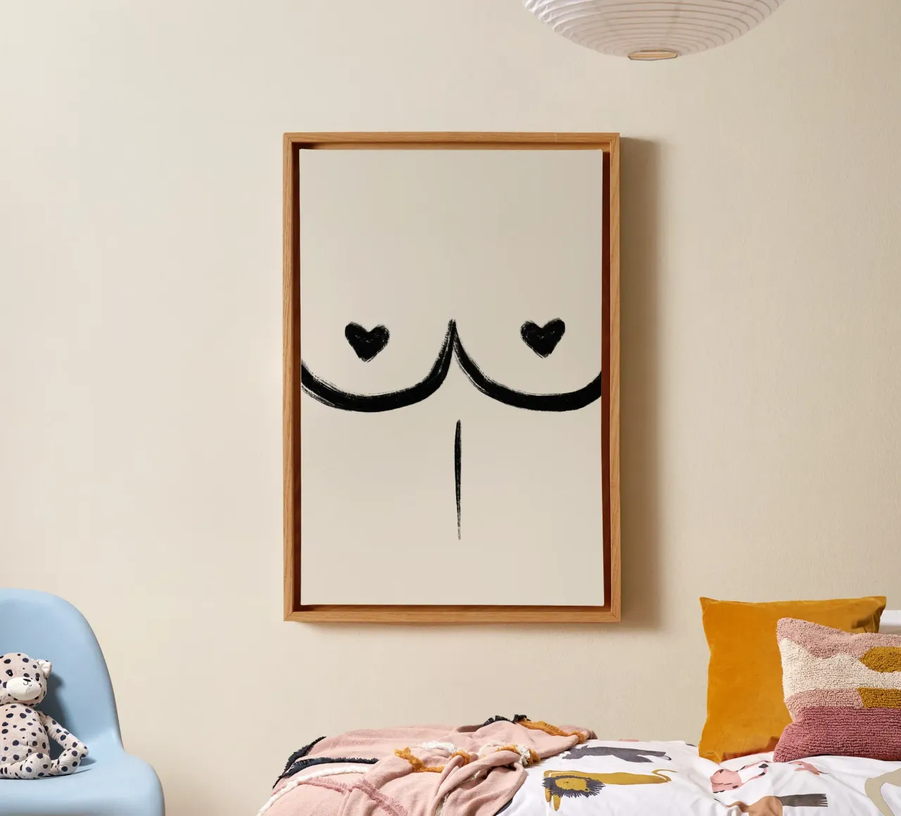 Alina Buffiere - Nackter Blick Brüste Leinwand mit Schattenfugenrahmen von The Artcircle