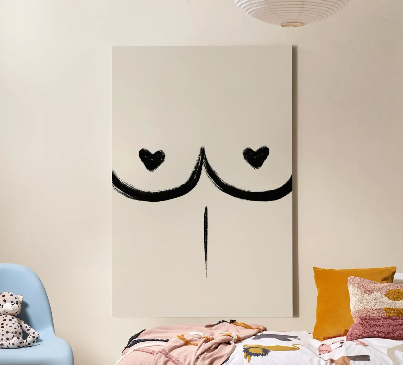 Alina Buffiere - Nackter Blick Brüste Leinwand mit Schattenfugenrahmen von The Artcircle