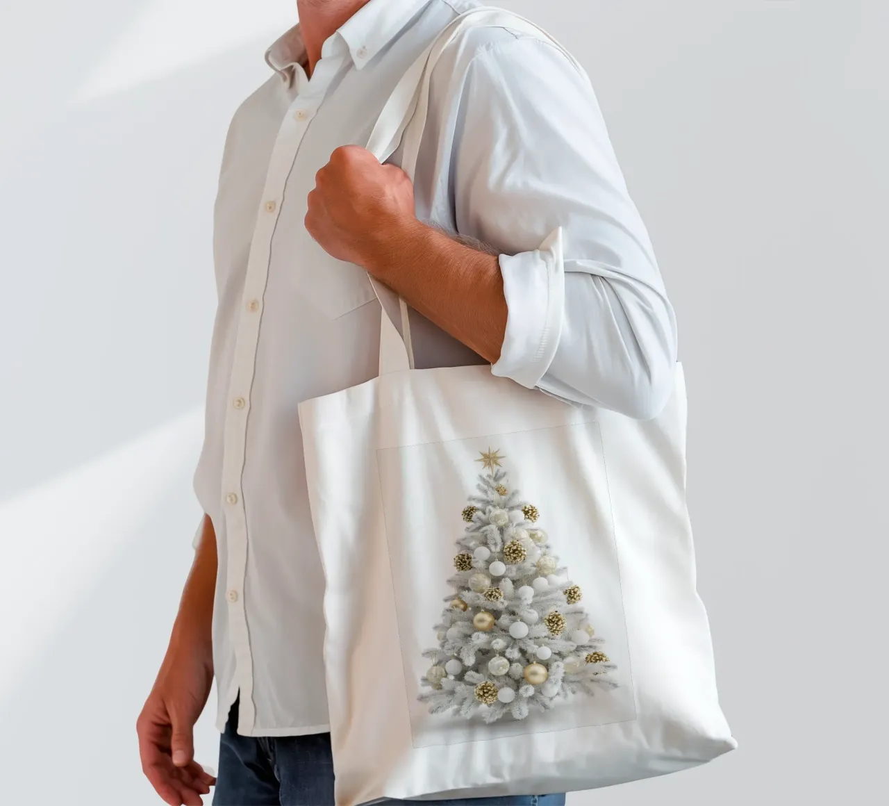 Albero di Natale bianco e oro borsa in juta da Imagine