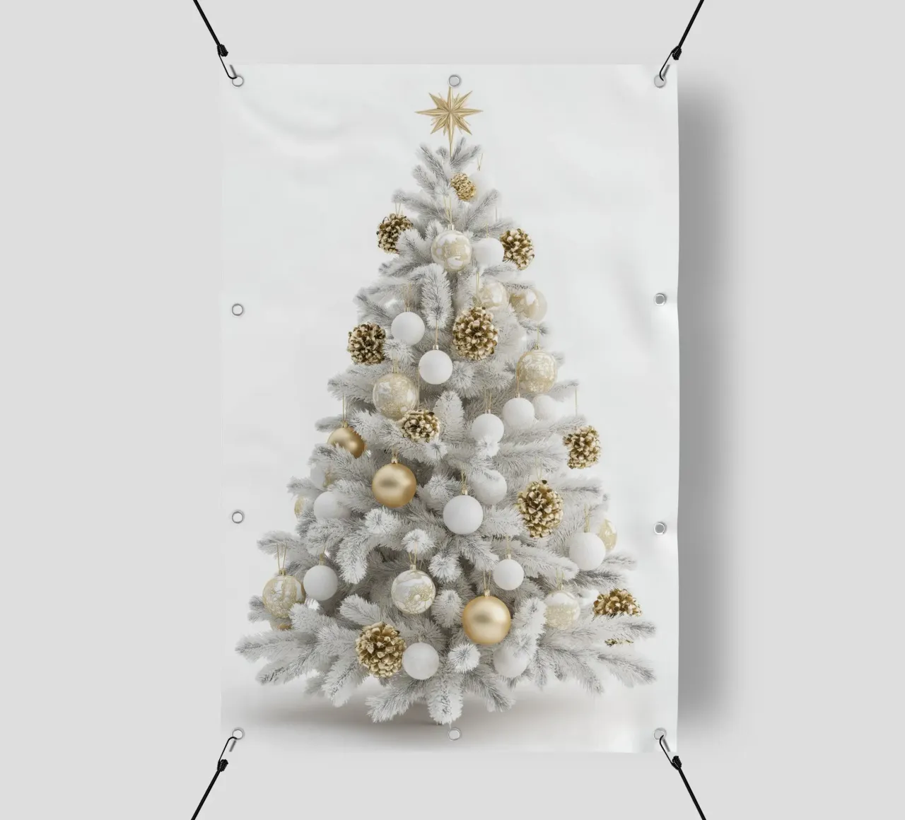 Albero di Natale bianco e oro telo in pvc da Imagine