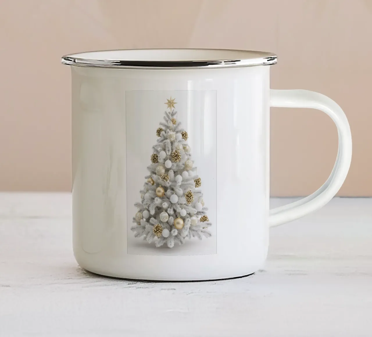 Albero di Natale bianco e oro tazza in smalto da Imagine