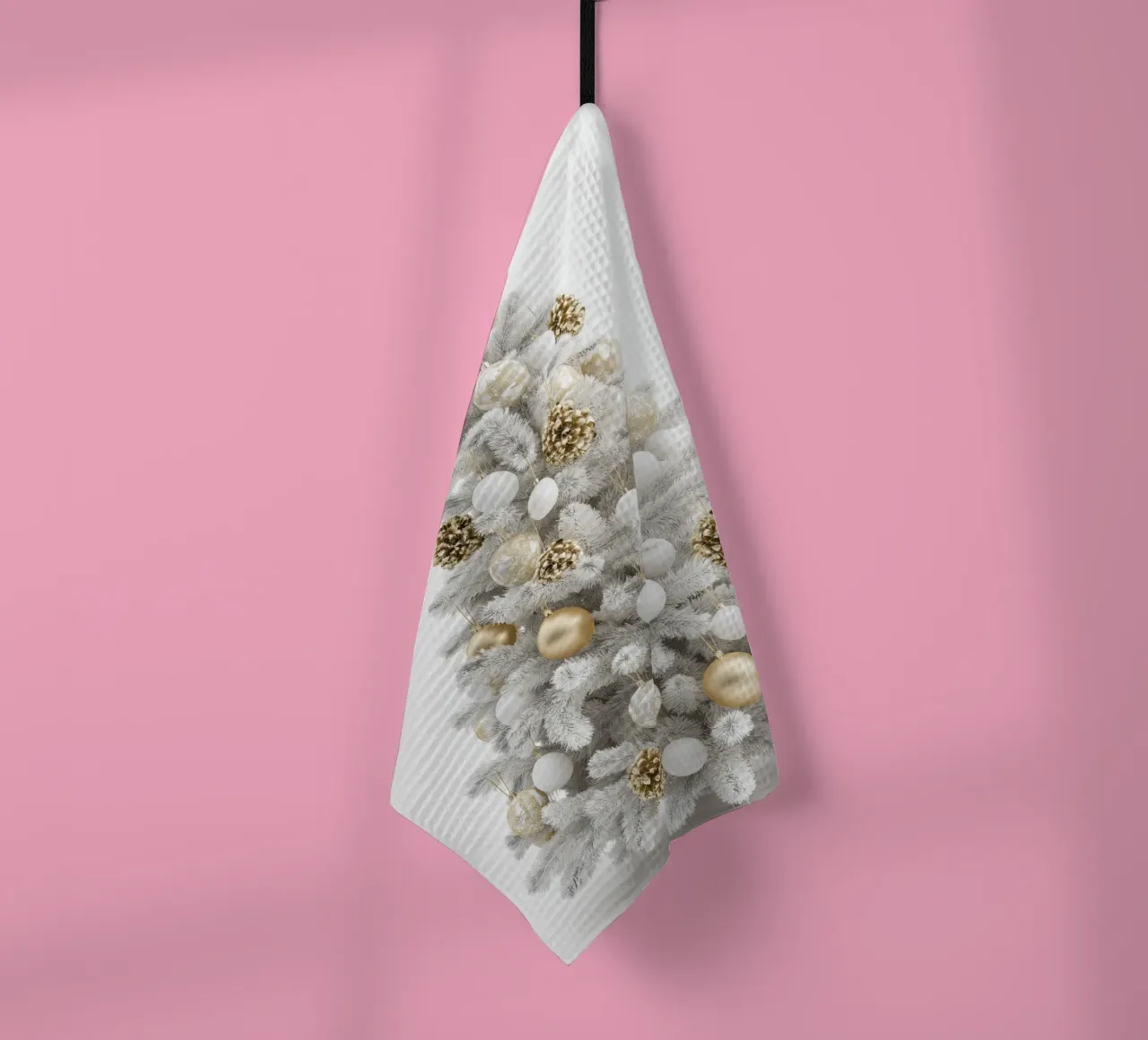 Albero di Natale bianco e oro canovaccio da cucina da Imagine