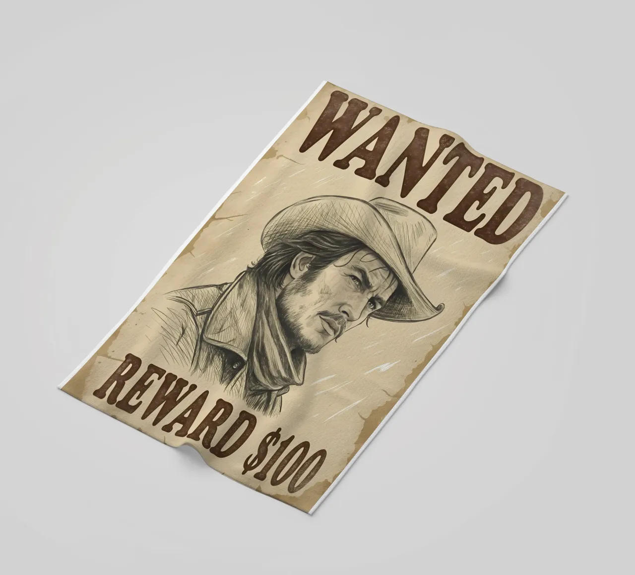 Poster di ricompensa per i ricercati del selvaggio West telo mare da Jester Krew Art