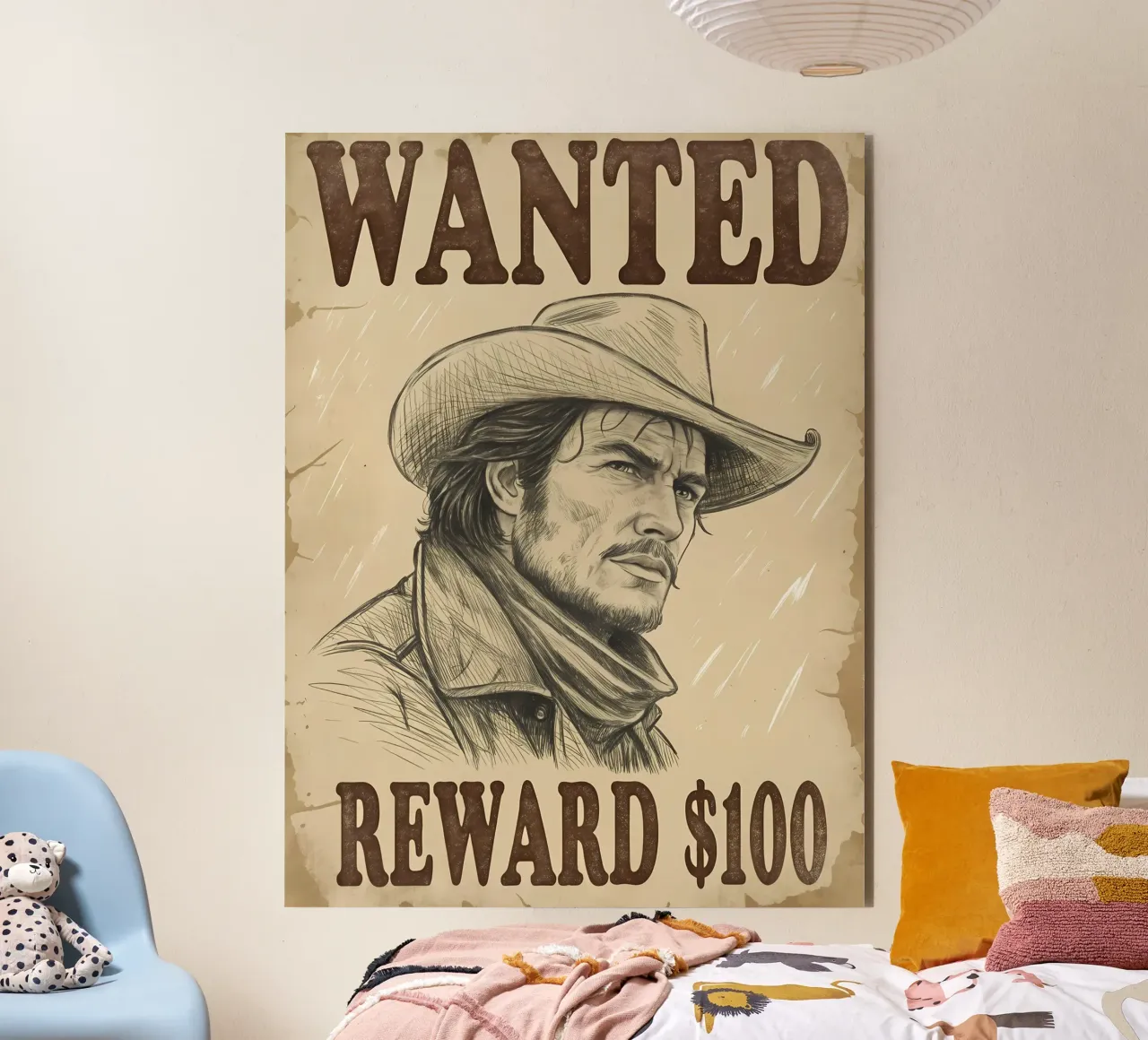 Poster di ricompensa per i ricercati del selvaggio West alluminio dibond da Jester Krew Art