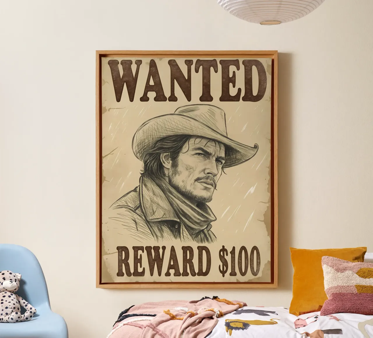 Wild West Gezocht Beloning Poster canvas met Baklijst van Jester Krew Art