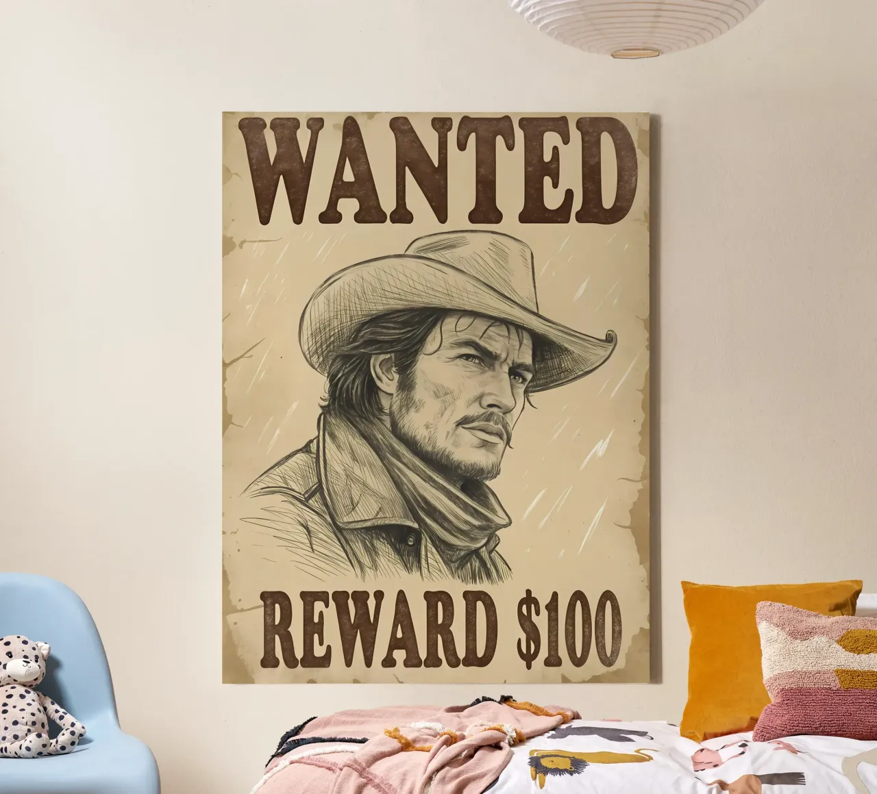 Wild West Gezocht Beloning Poster canvas met Baklijst van Jester Krew Art
