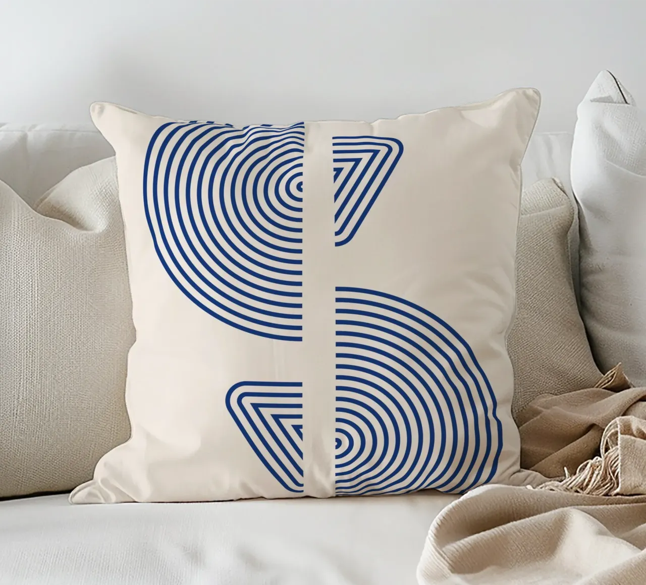 Geometric art - Blue minimal design decorative cushion by Whole©