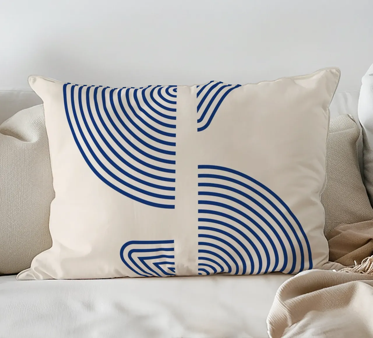 Geometric art - Blue minimal design decorative cushion by Whole©