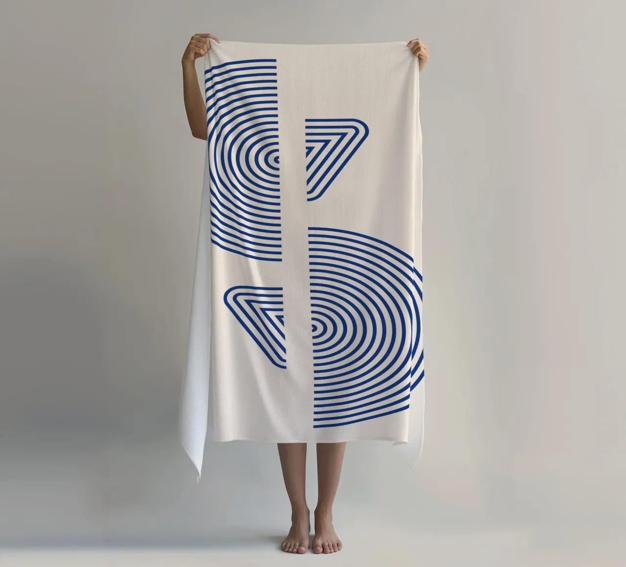 Geometric art - Blue minimal design beach towel by Whole©