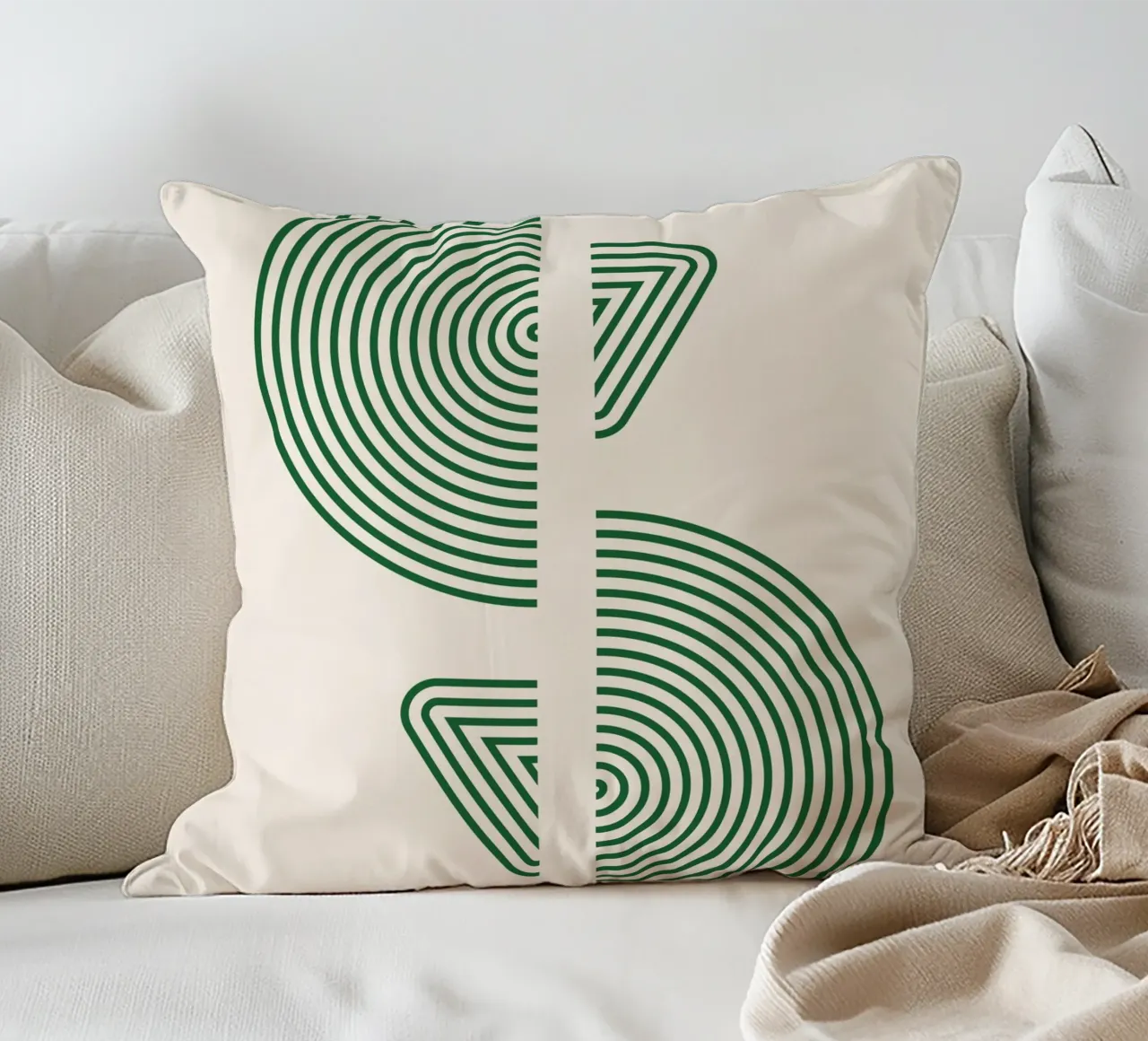 Geometric pattern - Green minimal design decorative cushion by Whole©